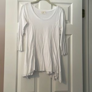 Anthropologie T.la white long sleeve flare shirt size XS